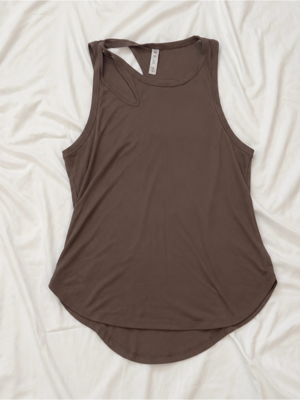 ALO Yoga Taupe Asymmetric Shoulder Tank Top